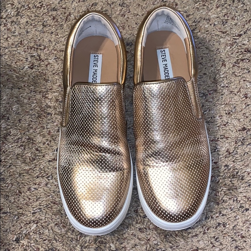 Rose Gold platform slip on sneakers “Genette”